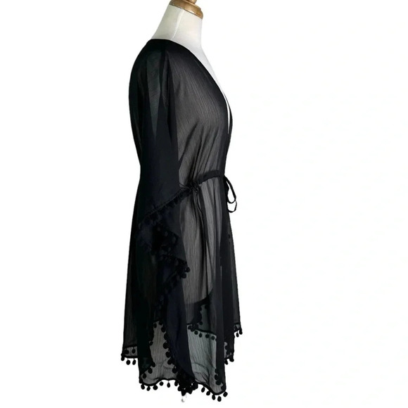 BLEU ROD BEATTIE Plus Size Gypset Chiffon Caftan Swim Cover Up Black Size 1X NWT - Picture 4 of 9